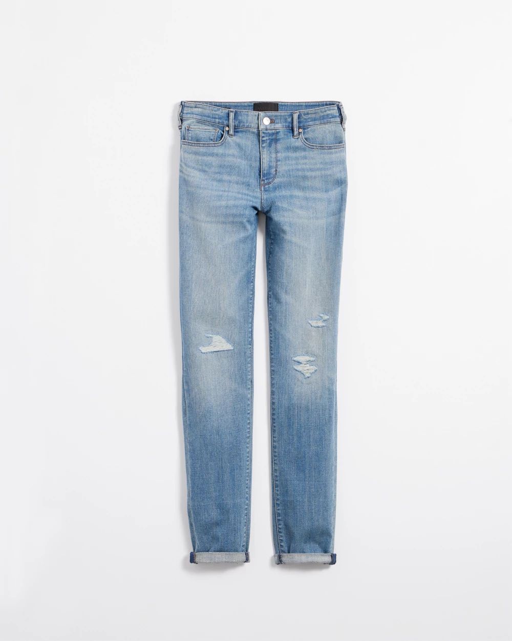 Mid Rise Everyday Soft Denim™ Destructed Girlfriend Jeans click to view larger image.