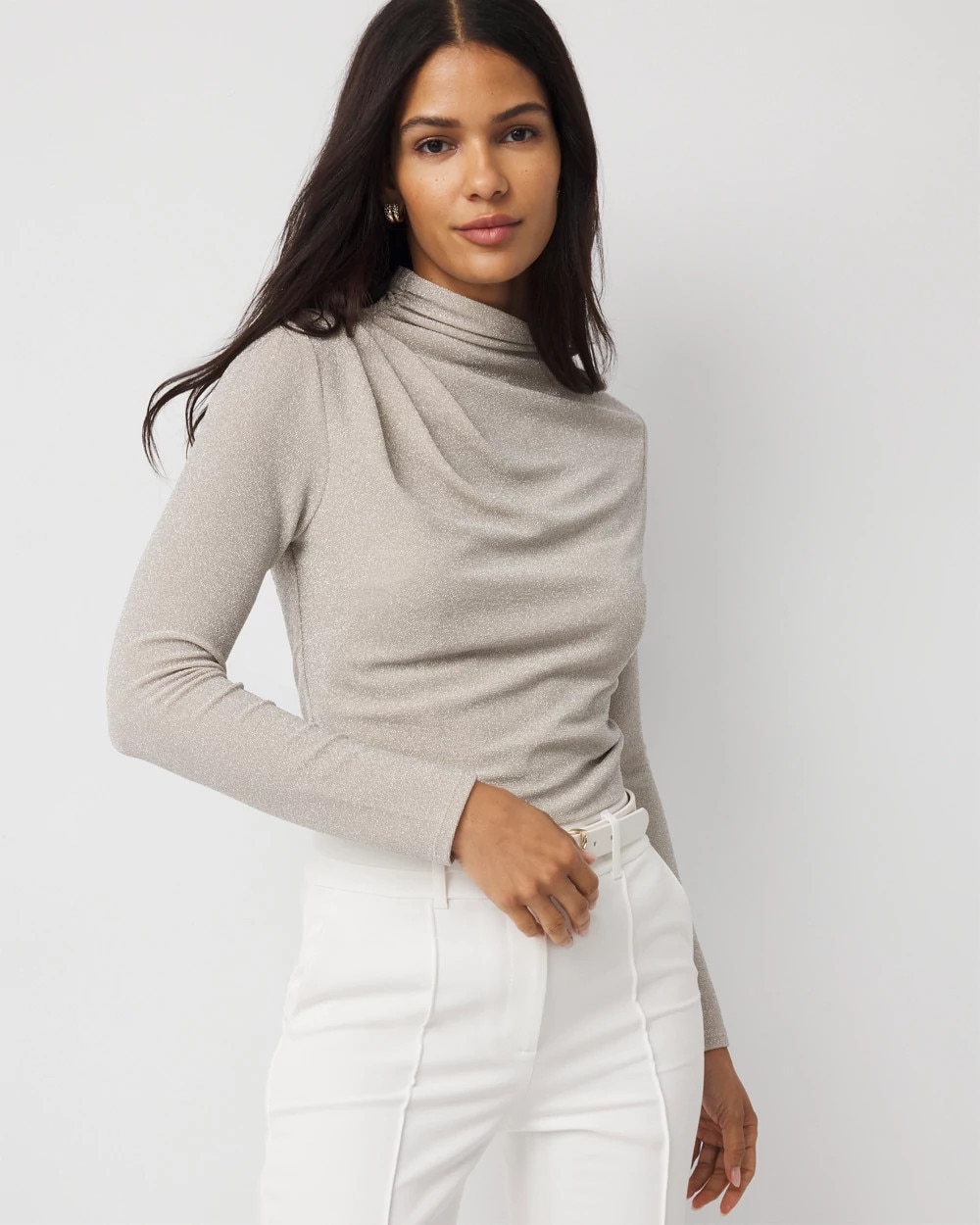 WHBM FORME™ Stretch Metallic Long-Sleeve Tee