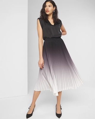 Pleated Ombre Midi Skirt