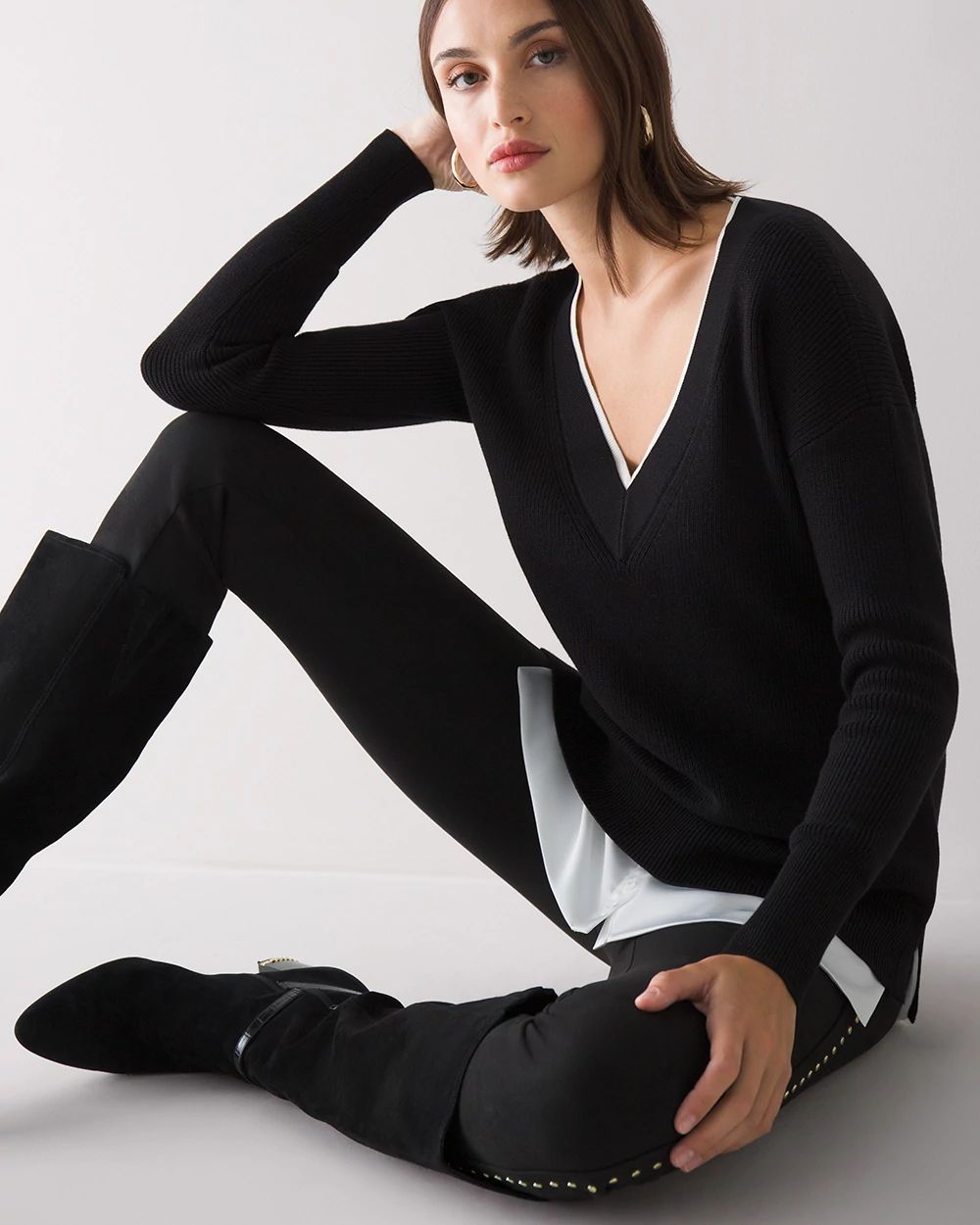Long-Sleeve Mixed-Media Tunic