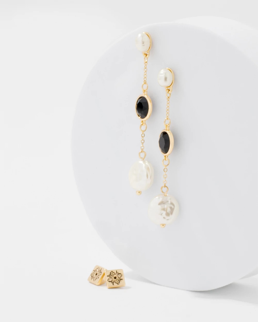 Black + White Linear Earrings - image 3