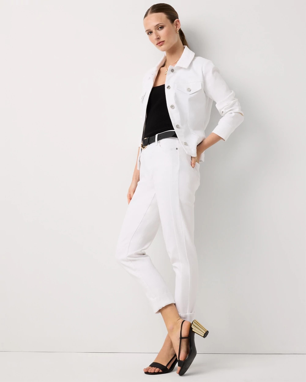 Pleated Denim Trucker Jacket