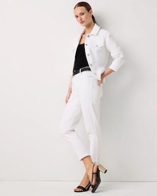 Pleated Denim Trucker Jacket click to view larger image.