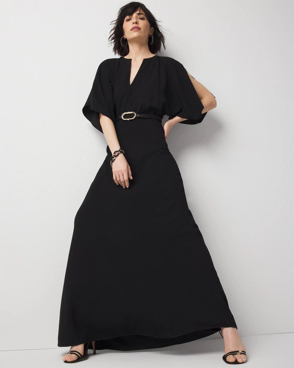 Petite Kimono Sleeve Satin Gown