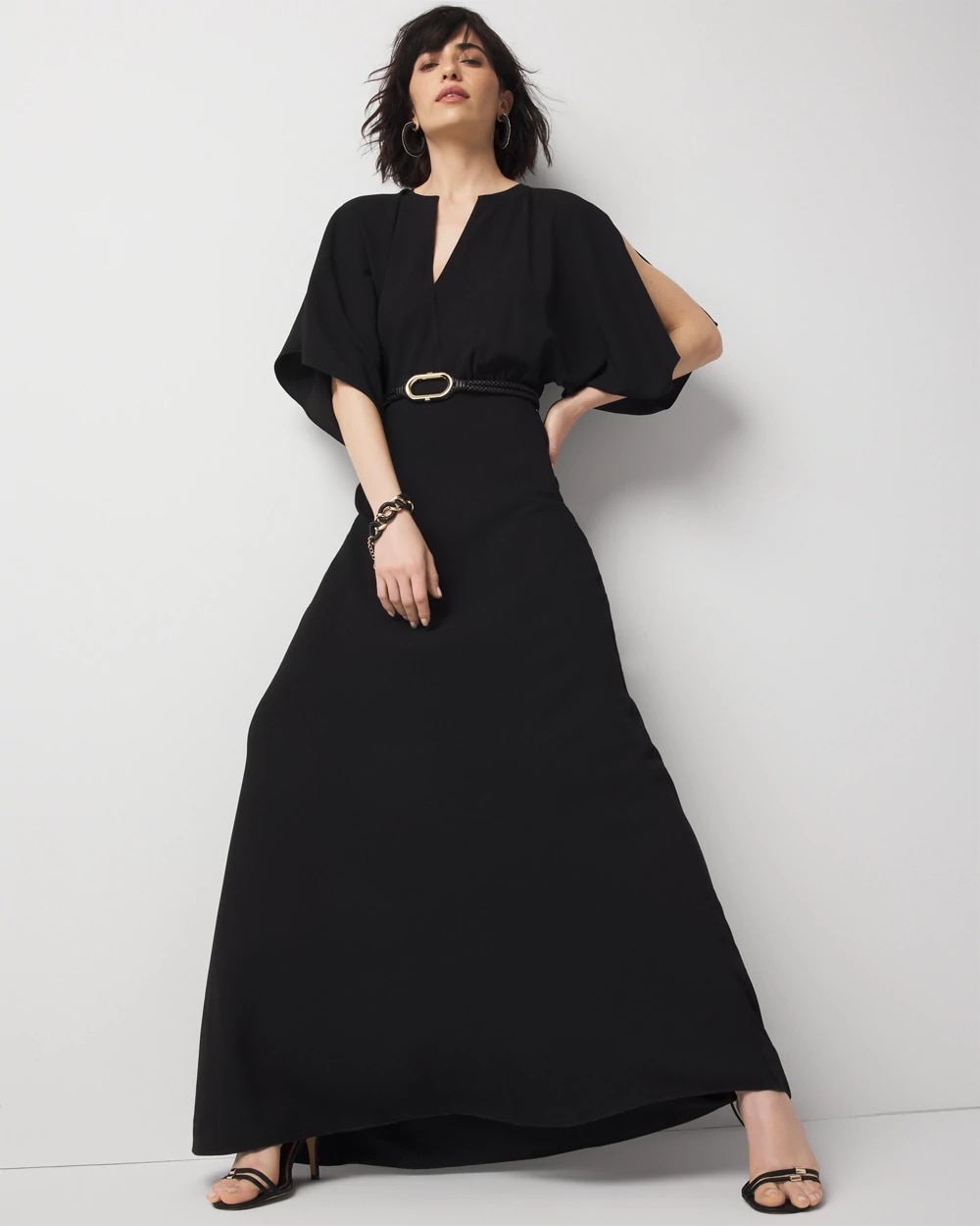 Petite Kimono Sleeve Crepe Gown
