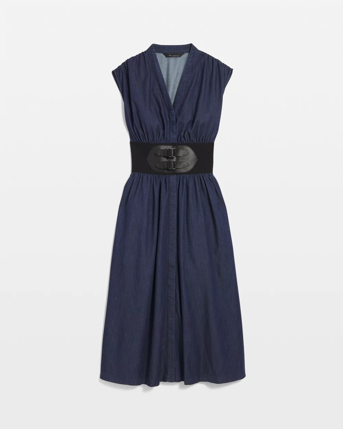 White House Black Market Petite Tencel Belted Denim Midi Dress In Brown