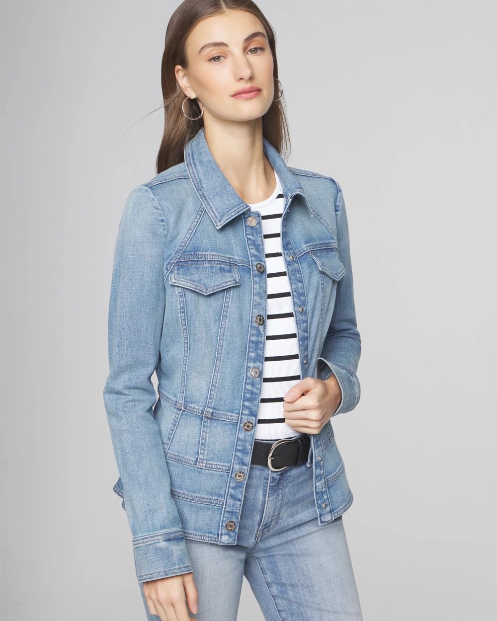 Petite Seamed Denim Jacket click to view larger image.
