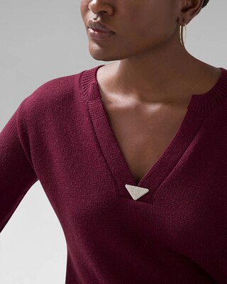Elbow Sleeve V-Neck Pullover