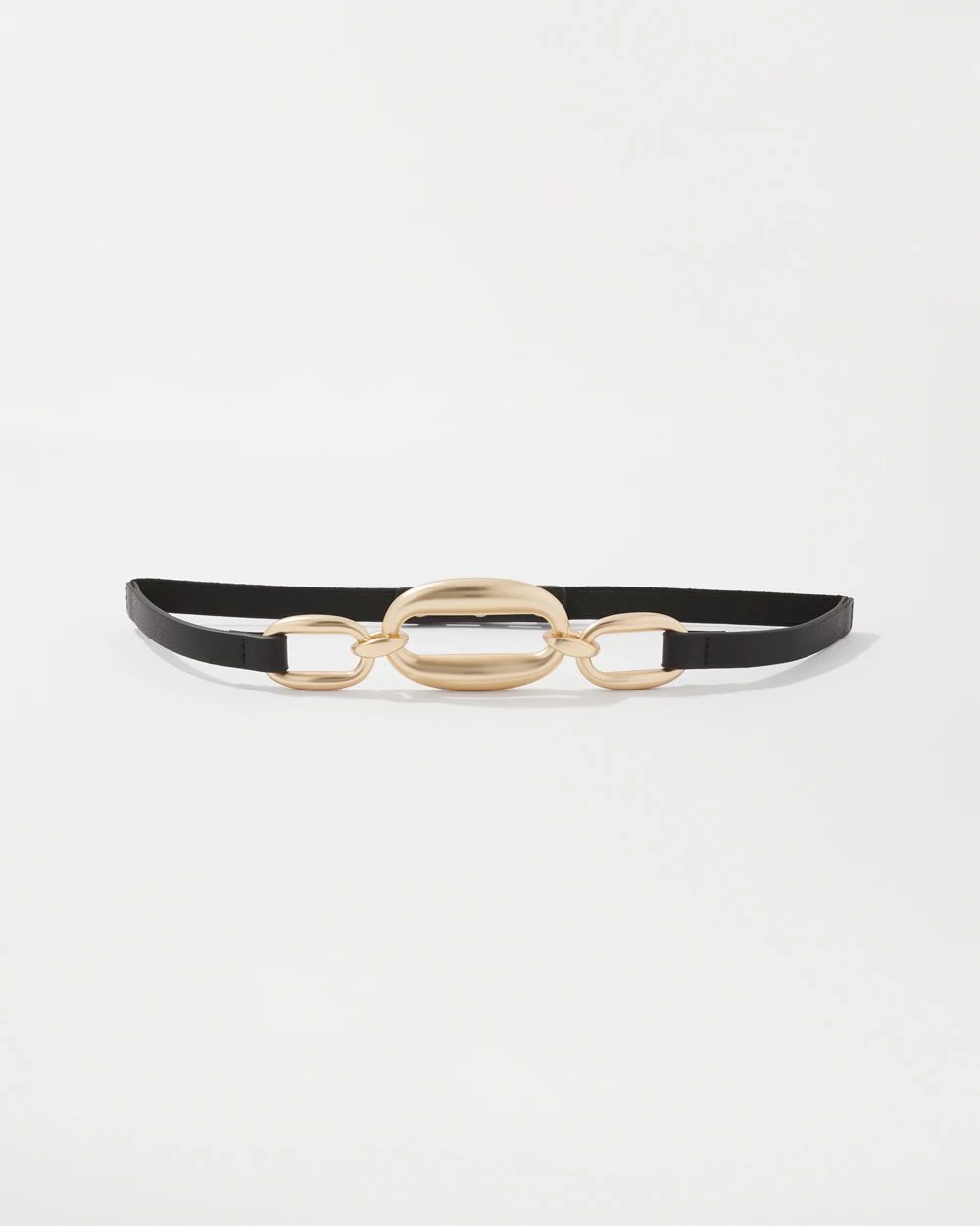 Links Faux Leather Skinny Belt