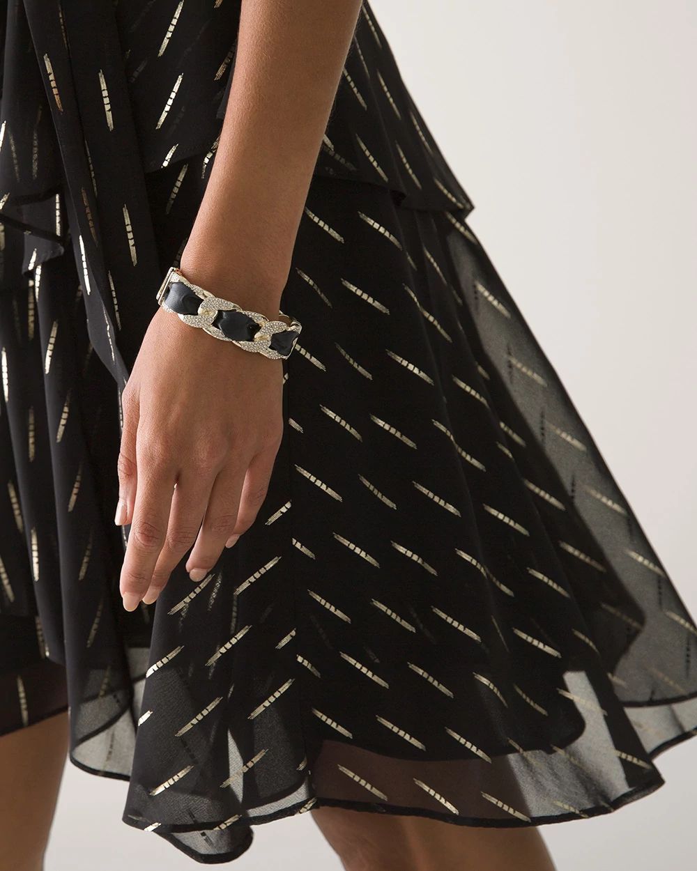Petite Metallic Stripe Tiered Dress
