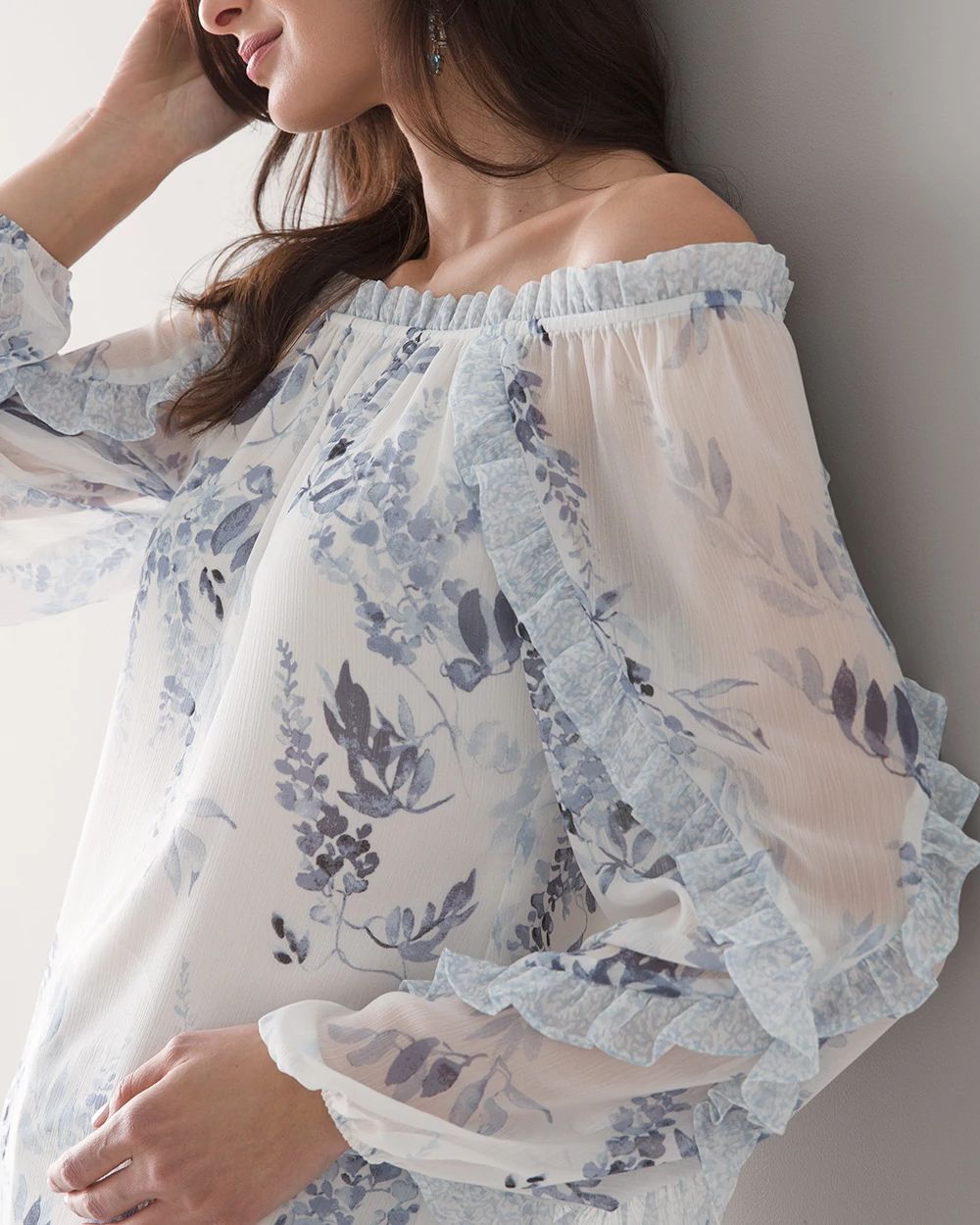 Off the Shoulder Ruffle Sleeve Blouse