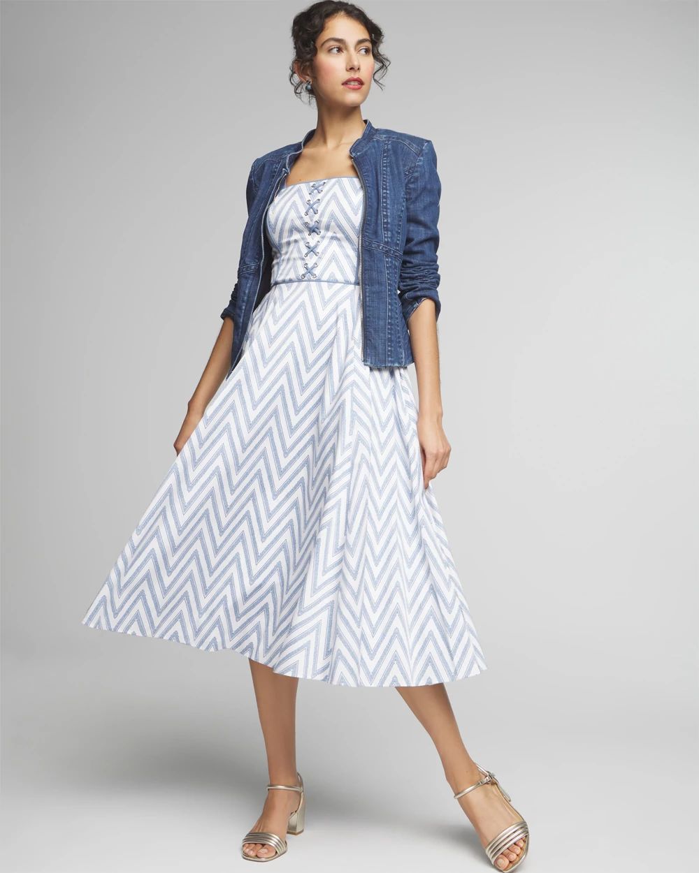 Petite Sleeveless Corset Front Fit & Flare Midi Dress