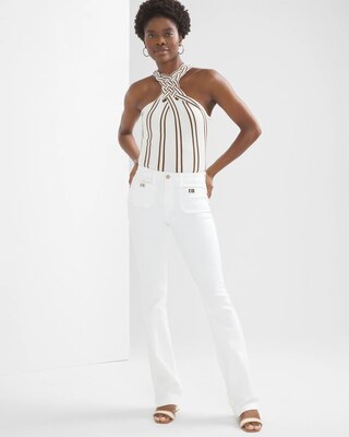 High-Rise Turnlock Skinny Flare Jeans click to view larger image.