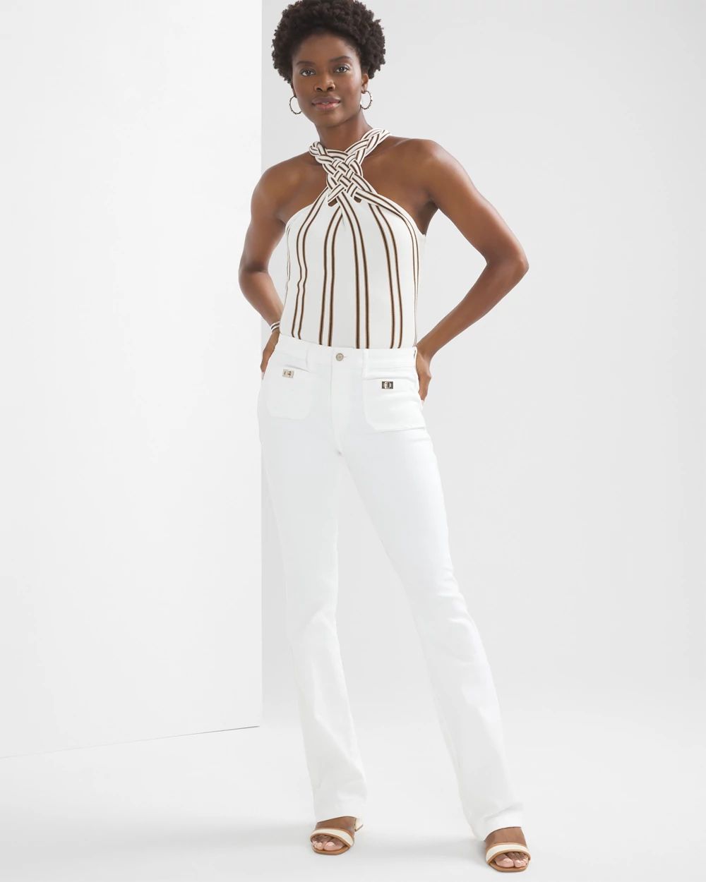 High-Rise Turnlock Skinny Flare Jeans