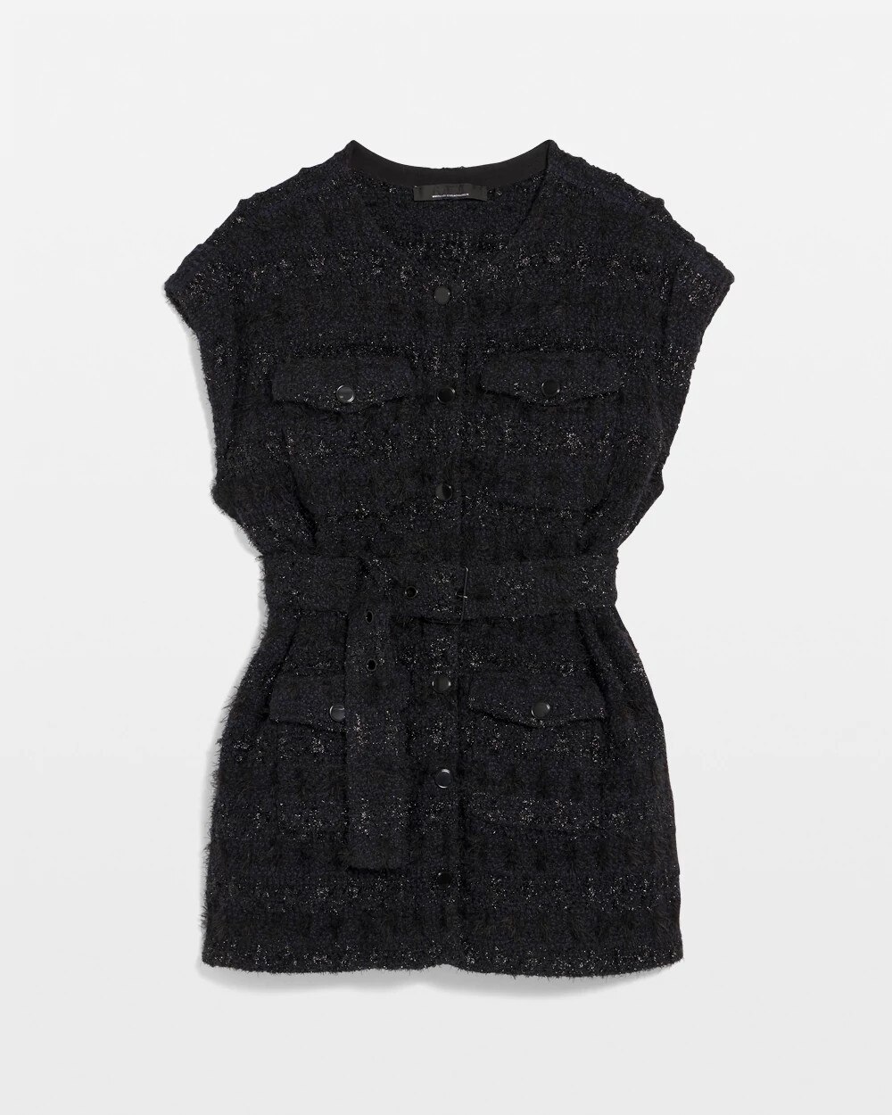 Belted Tweed Sweater Vest