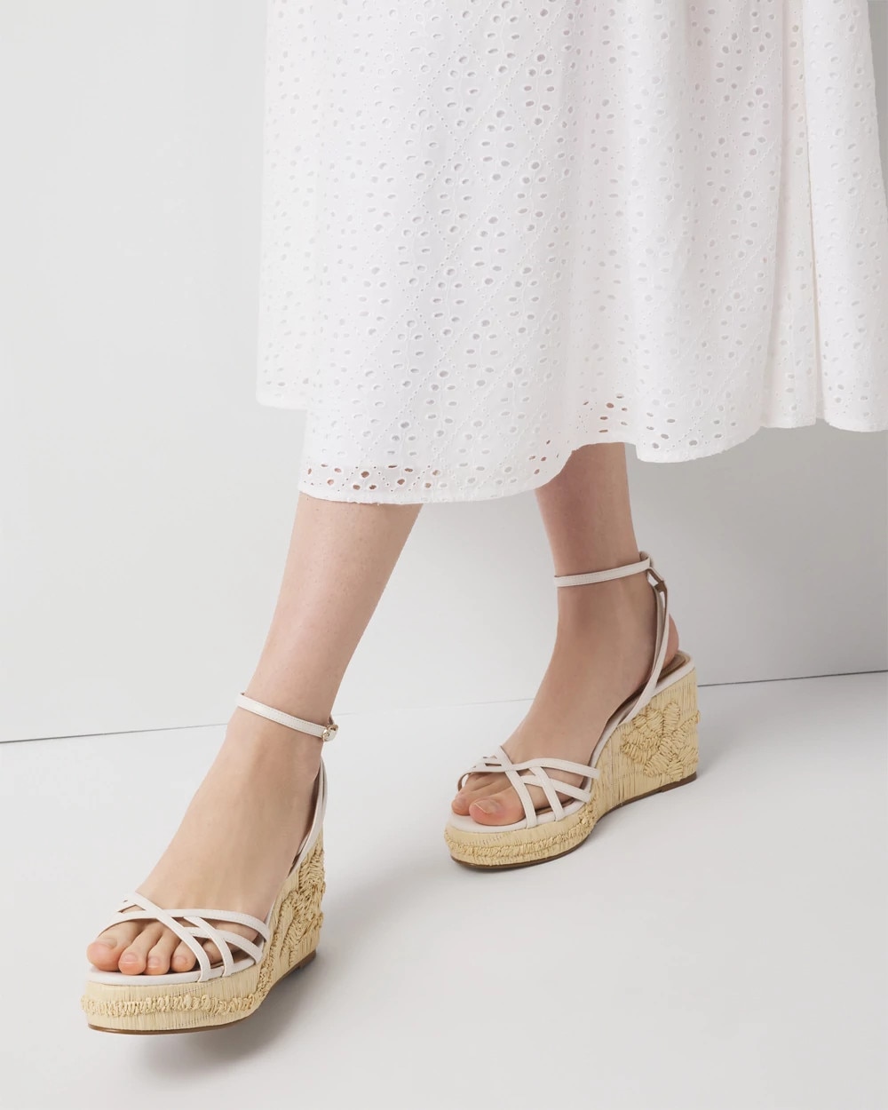Embroidered Raffia Wedge