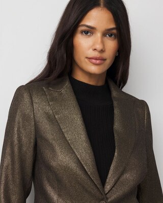 Shimmery One-Button Blazer click to view larger image.