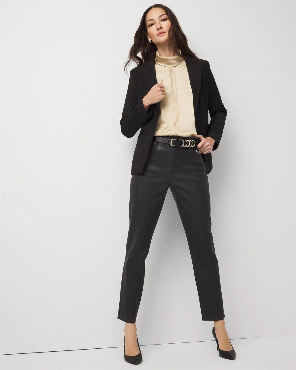 Clear Coated High Rise Ankle Jean click to view larger image.