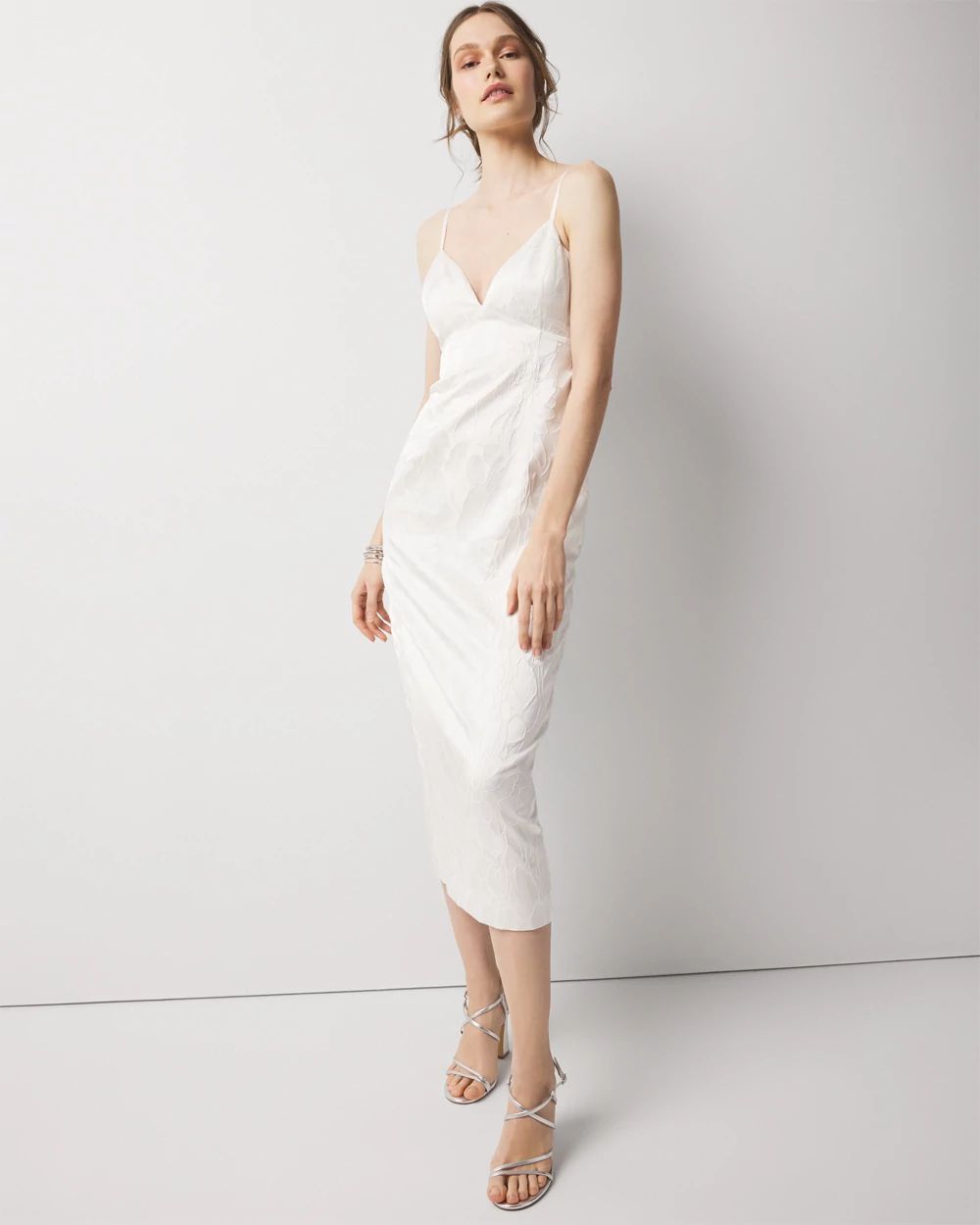 Petite Floral Jacquard Midi Dress