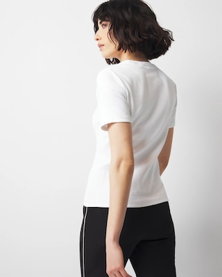 WHBM FORME™  Ribbed Stretch Button Shoulder Tee click to view larger image.
