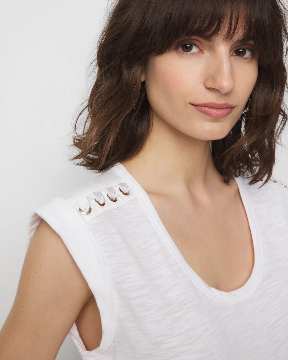 Lace-Up Shoulder Scoop Tee