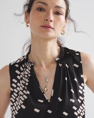 Sleeveless Ruched V-Neck Shell Top click to view larger image.