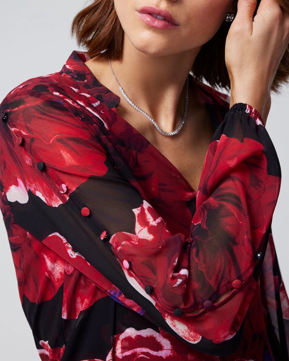 Long Sleeve Button Shoulder Blouse click to view larger image.