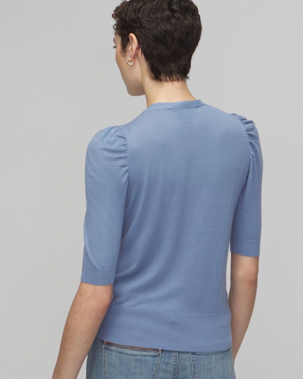 Cashmere Blend Puff Sleeve Sweater