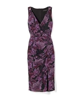 Sleeveless Ruched Mesh Midi Dress