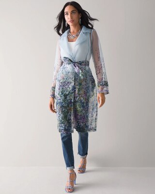Organza Printed Trench Coat