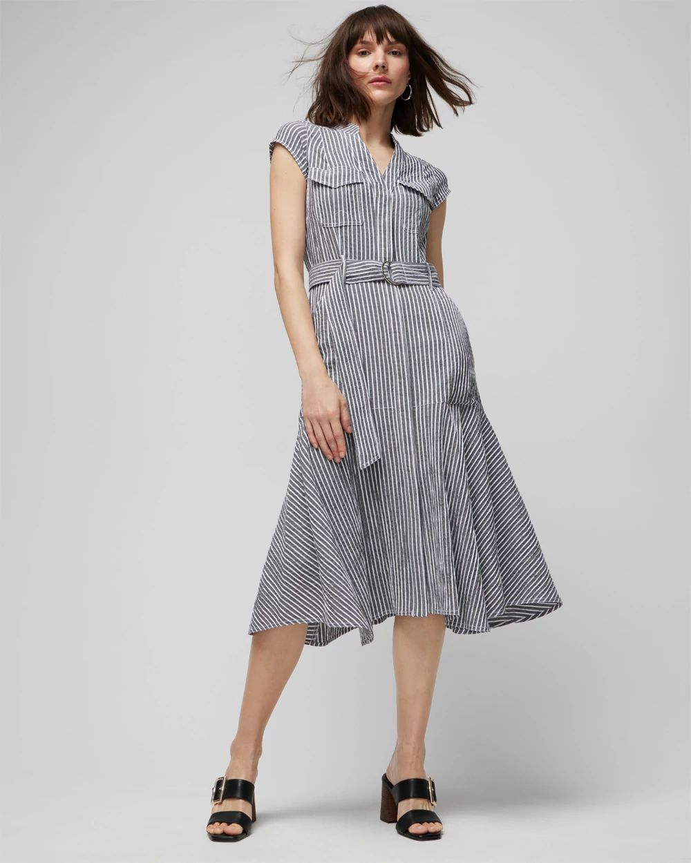 Seersucker Utility Midi Dress