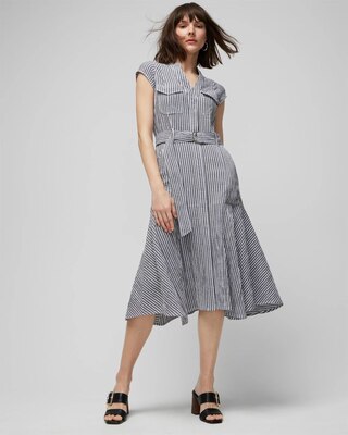 Seersucker Utility Midi Dress