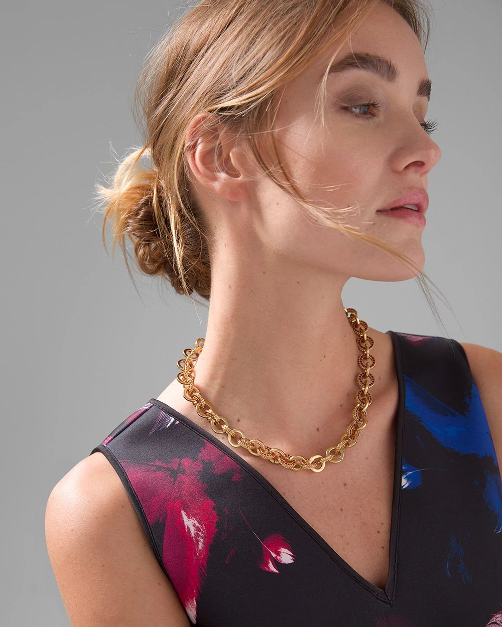 Red Pavé Link Necklace