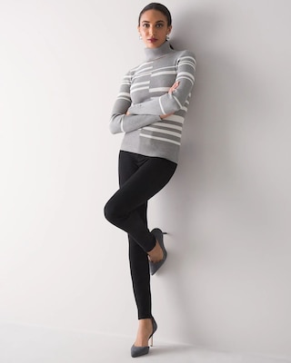 Long-Sleeve Ribbed Colorblock Turtleneck click to view larger image.