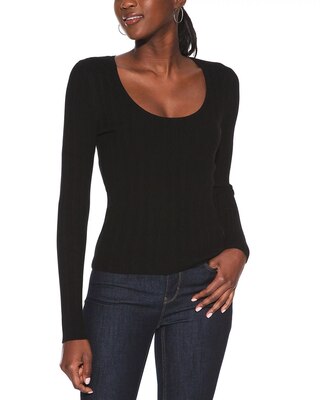 Outlet WHBM Ribbed Scoop-Neck Pullover