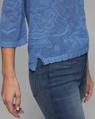 Outlet WHBM Pointelle Notch Neck Pullover