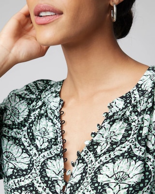 Long Sleeve High-Low Printed Blouse