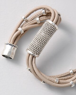 Silvertone Leather Bracelet