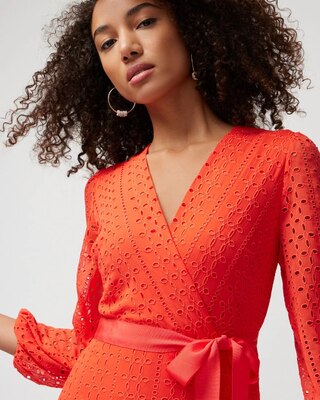 Petite Long-Sleeve Eyelet Maxi Dress