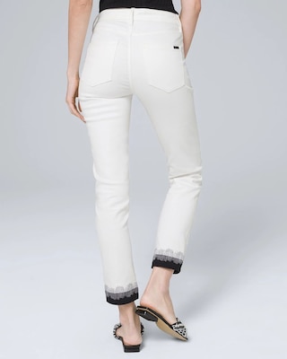 High-Rise Stitch Cuff Slim Crop Jeans click to view larger image.