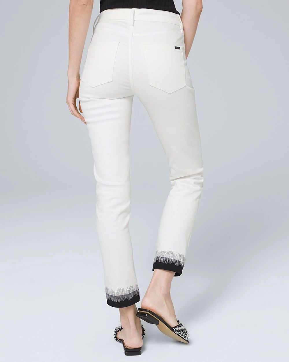 High-Rise Stitch Cuff Slim Crop Jeans click to view larger image.