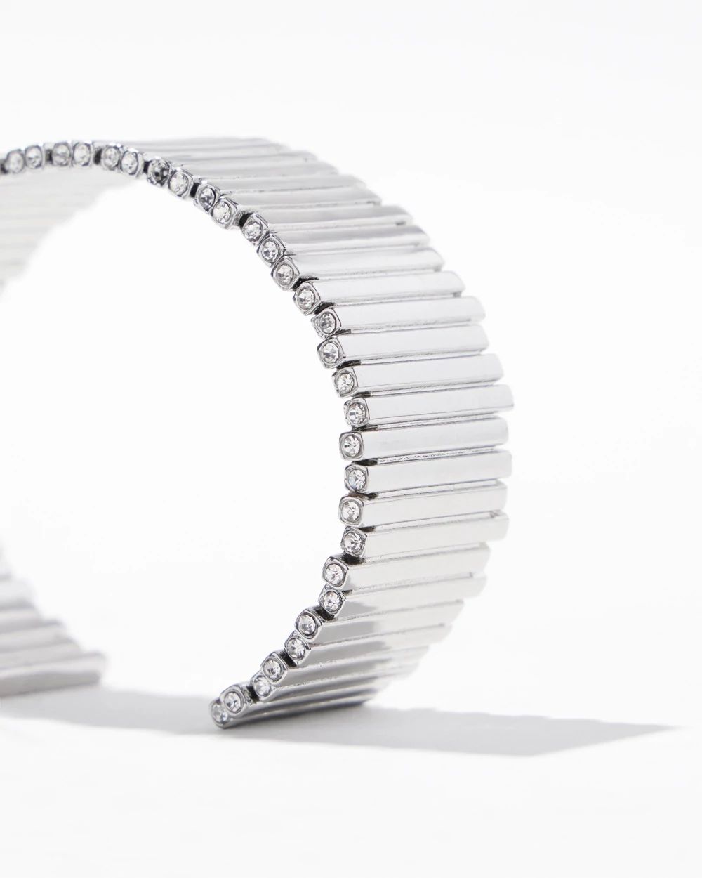 Silver Wavy Clear Crystal Cuff
