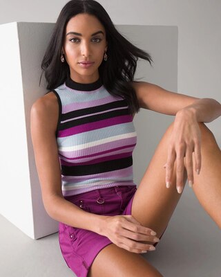 Striped Mock Neck Pullover