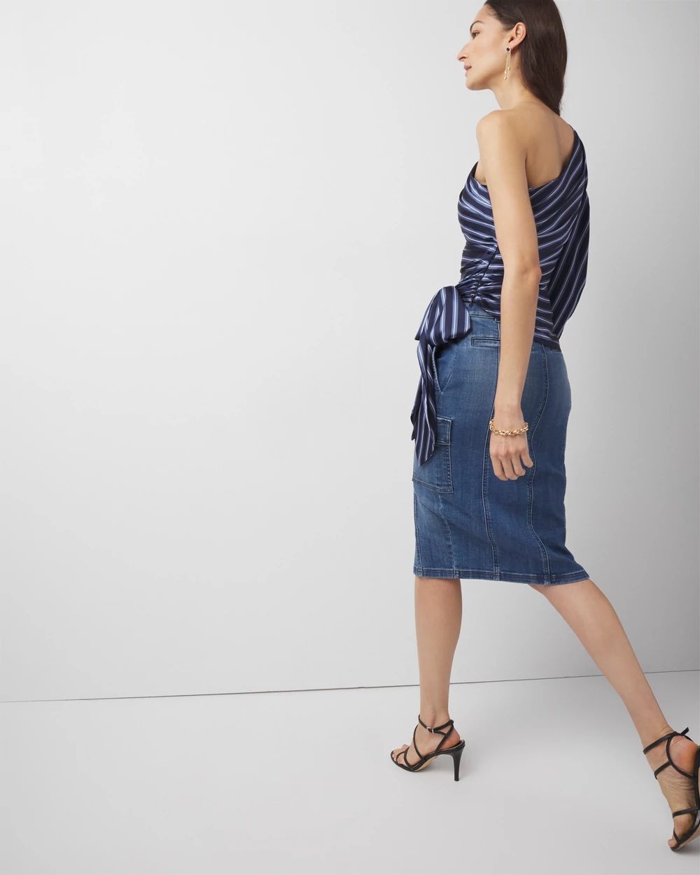 Petite One-Shoulder Satin Blouse