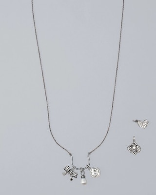 Bow, Heart & Rose Charm Necklace Gift Set click to view larger image.