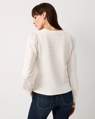 Knit + Poplin Long Sleeve Pullover click to view larger image.