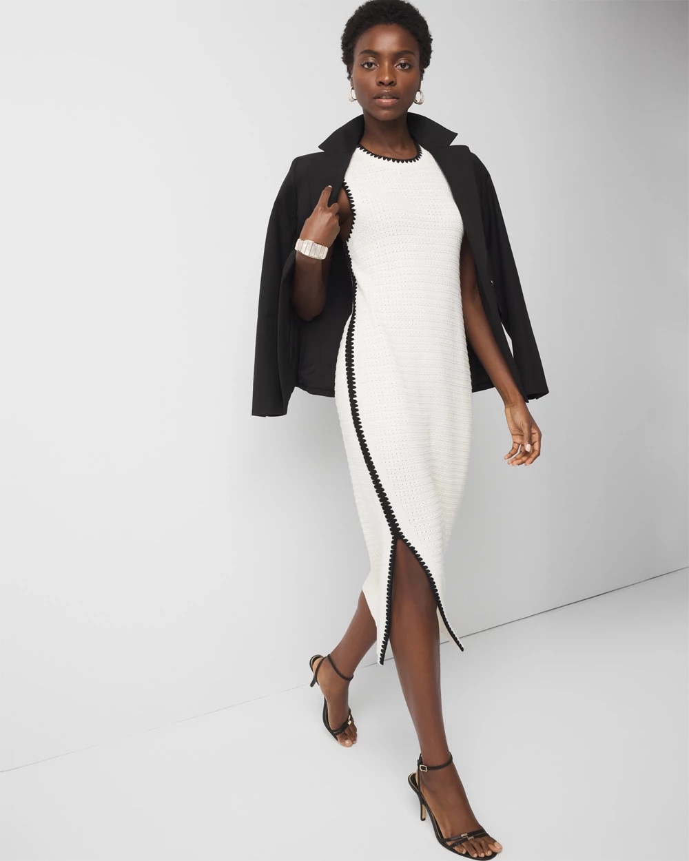 Contrast Trim Sweater Dress