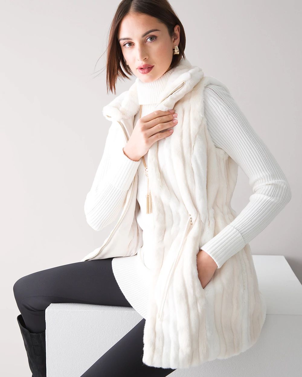 White house black market faux fur vest new arrivals
