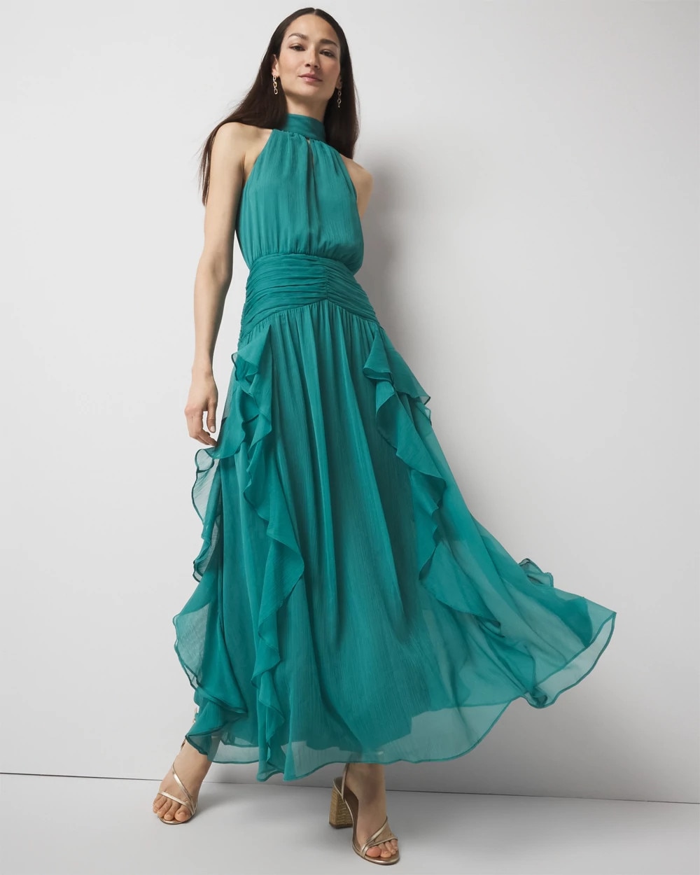 Ruffle Halter Maxi Dress