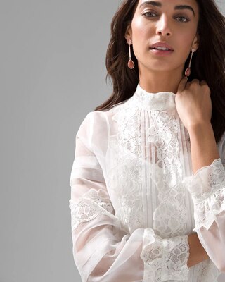 Organza Lace Trimmed Blouse